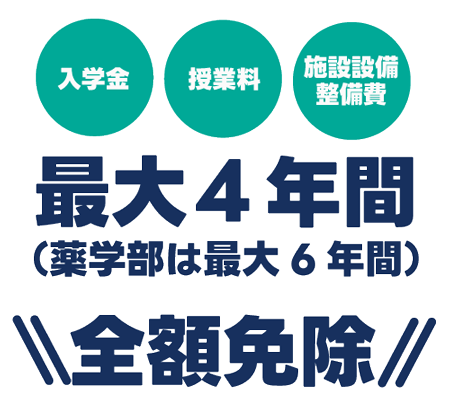 奨学特待生 最大4年間全額免除